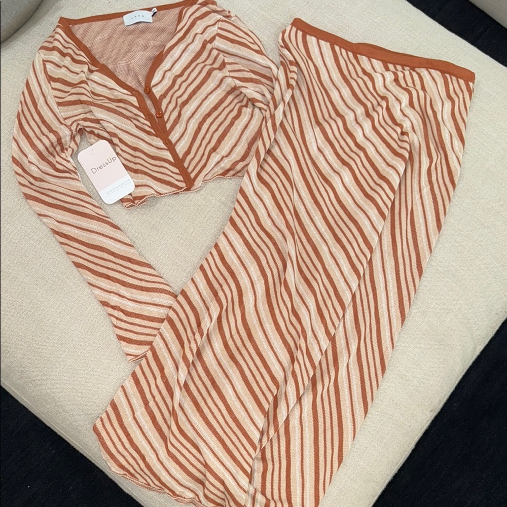 Striped Orange and Cream Intimate Set